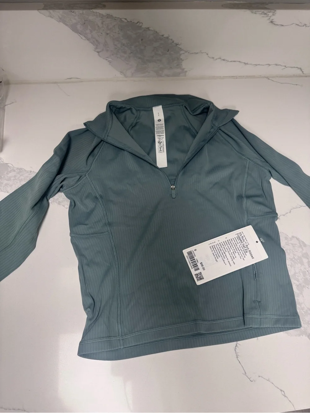 lululemon athletica Ribbed Half-Zip Hoodie in Sage Green